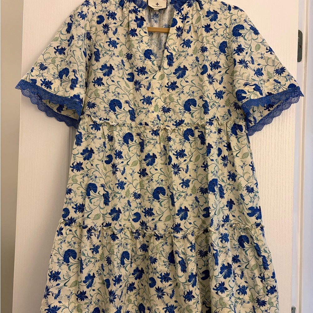 Tuckernuck Blue Green Floral V-Neck Women’s Dress - Picture 4 of 5